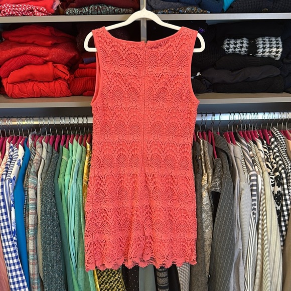 Tart coral embroidered sleeveless lined back zipper closure dress size S - Picture 3 of 3